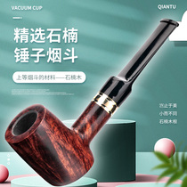  Imported heather wood hammer pipe handmade old-fashioned straight tobacco solid wood 3MM filter cigarette holder novice entry