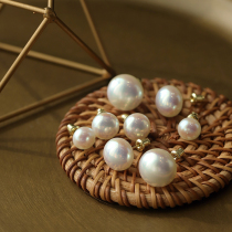 Round Steamed Buns Pearl Ear Nail Woman Fave Style Regubé Pearl Earrings Temperament 100 Hitch Earl Hole s925 Silver Pin
