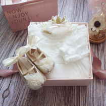 New baby clothes gift box full moon gift Net red baby princess dress spring suit female baby 100 days gift