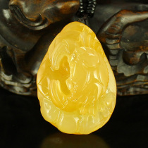 One price Yunnan natural color yellow dragon Jade precision carving pendant pendant pendant eight square to come to the money to send the certificate