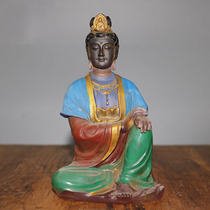 Folk antiques and antiques collection old ancient method gold glazed Buddha statue a Guanyin Bodhisattva
