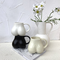 ins fun butt Cup creative coffee cup ceramic mug simple cute solid color design desktop decoration