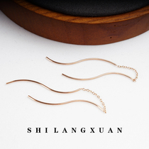 European and American titanium steel long Earrings earrings Earline Wave Flow Suear Chain Rose Gold Girls Fashion Earrings
