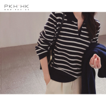 PKH HK special winter wear new cloud warm cashmere wool fringe POLO lapel sweater knitted
