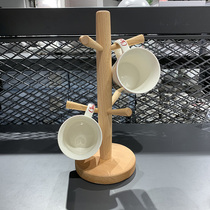 Imported beech wood manufacture SwanLace Japanese wooden tree branch shape six claw mug hanger drain cup holder