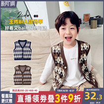  Childrens waistcoat spring and autumn outer wear baby vest autumn thin baby horse clip boys knitted waistcoat 2021 new