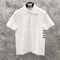 Thom Browne Japan 21 spring TB side stripes men and women with the same polo collar casual short-sleeved T-shirt