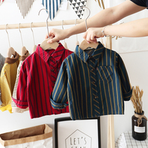 Childrens striped shirt Long-sleeved cotton 2021 spring and Autumn 1-10 years old boy boys shirts Western style boys baby shirts