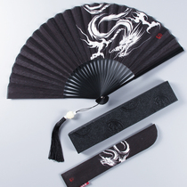  8 inch Chinese style boys domineering dragon folding fan ancient style tassel portable folding fan female Hanfu fan summer