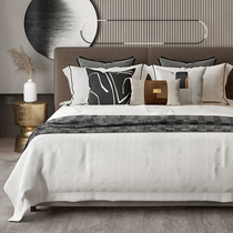 Light luxury model room bed products sales department Villa soft decoration abstract black and white gray modern simple model room bedding
