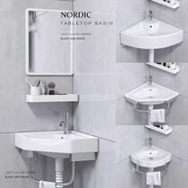 Triangular basin wall corner bracket washbasin small apartment wall type large size corner ceramic wash basin fan