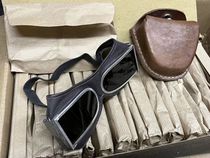 Old goods public hair original 70s 59 style goggles pure cowhide box motorcycle locomotive outdoor wind and sand protective glasses