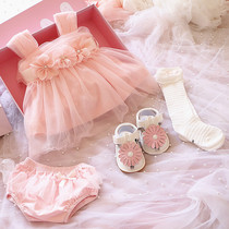 Baby New newborn skirt summer autumn 100 days old suspender skirt dress gift box New Year baby dress full moon suit
