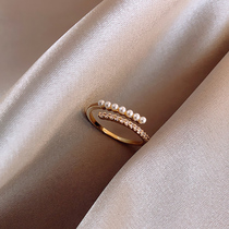 Carrying Koko pearl ring female fashion personality index finger ring cold wind French light luxury niche design