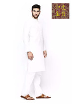 Indian imported national traditional mens trousers white cotton KURTA clothing versatile comfortable breathable Arabian