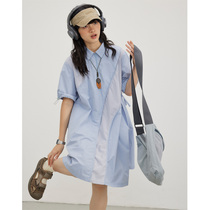 octopusme octopus home retro stitching A-type niche dress original slim casual design shirt skirt