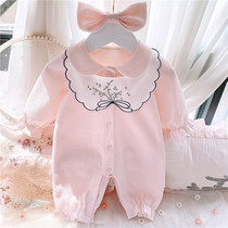 Female baby autumn clothes super Western style harem newborn Korean style climbing clothes 100-day dress one-piece full moon clothes