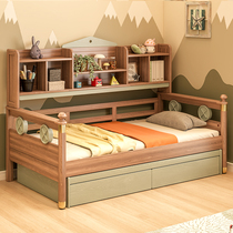 Childrens bed full solid wood young boy with guardrail storage bed Nordic luxury childrens room combination single bed