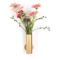 ins Home dress up wall flower tube flower bottle iron flower bucket Net red hanging wall vase Wall imitation copper flower arrangement device