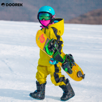 DOOREK19 new childrens ski suit suit children mens and women waterproof plus velvet ski top pants set