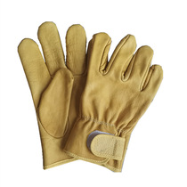 Shield Short Leather Gloves Driver Full Cow Leather Protection Wear Resistant Electric Welt Gloves Labor supplies