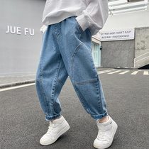 Boys spring and autumn jeans CUHK Boy 2022 new childrens pants Chauhan version of the Han version of the sea gas spring dress slim fit pants