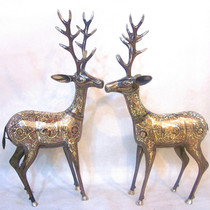 Pakistani traditional handicrafts bronze carving Road with Fushou peace rich couple big horns to deer gifts