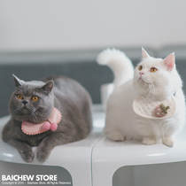 White pig shop pet collar handmade wool felt cat collar system saliva towel bib small animal series