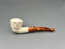 Turkish master F YAVUZ Fernan Yavuz new carved flower basket meerschaum pipe K238