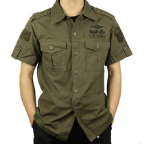 Army fan outdoor shirt Outdoor leisure pure cotton short-sleeved shirt Mens shirt half-sleeve short-sleeved