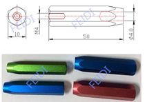 Color handle high quality aluminum alloy inspection tool handle detection pin single head joint handle hexagonal color handle