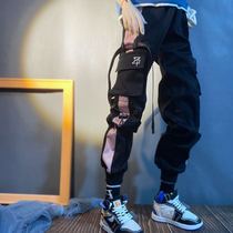 (Sleeping home)BJD doll sports hip hop hip pants overalls pants 3 points uncle Zhuang uncle side stripes white black