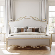 American solid wood bed Emperor bed Light luxury girl Master bedroom 1 8 meters bedroom Fairy bed Crown bed Large bed Ribbon bed