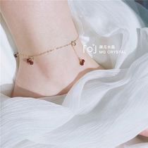 (Cherry) Muggle Original Natural Collection Grade Wine Red Garnet Anklet Does Not Fade
