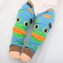 Cute frog cartoon children knee pads autumn and winter cold boys socks windproof warm baby calf crawling socks