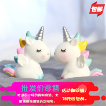 Unicorn bicolor unicorn horse baking swing piece cake decorated with meritocratic wind dreamy