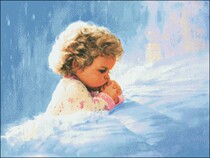 Cross stitch electronic drawings 1534 prayer 2 little girl 360W * 270H78 color XSD source file
