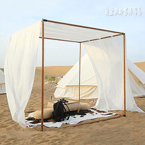 Tea Liao Mobile Tea Room Solid Wood Rod Plus Coarse Mesh Red Photo Outdoor Picnic Activity Photography Beauty Yard