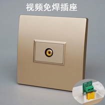 Champagne gold Lotus AV video socket 86 concealed one video welding-free RCA Lotus yellow head multimedia panel