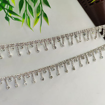 2 3CM width silver welded drill chain bead tassel flash silver lamp shade clothing accessories hanging decoration lace