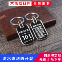 Metal key card number digital card storage bag card Hotel hotel keychain custom stainless steel number plate