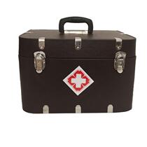 Large leather medicine box Visiting box First aid animal small medical old medicine box Performance leather storage household 16-inch bag