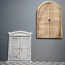 Pastoral solid wood fake window decoration wall hanging simulation wooden window mirror balcony living room wall hanging decoration meter box