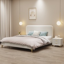 Light luxury cloth bed Nordic double modern simple 1 5M White small Apartment 1 8 m wedding bed net red ins Wind bed