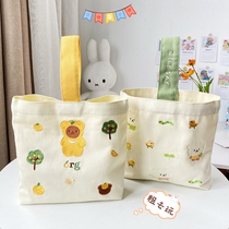 Cute cartoon embroidered small animal canvas bag ins girl student Joker shopping bag hand mummy small cloth bag