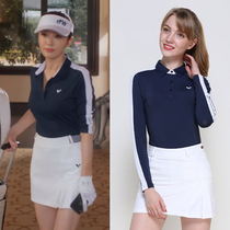 Golf womens suit Autumn Long sleeve T-shirt short skirt Two-piece set golf clothes womens outdoor sportswear