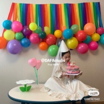Korea ins color tassel flower paper roll balloon wall Childrens birthday party decoration background wall