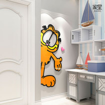 Cartoon Garfield bedroom door decoration cover ugly stickers Childrens room layout wall stickers corner background wall stickers