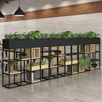  Wrought iron restaurant partition decorative flower rack Office shelf Industrial style card holder Green fence low partition screen