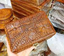 Pakistan hand imported medium wood carving jewelry box walnut new gift jewelry box storage box